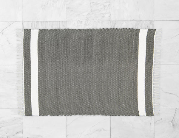 Cotton Dhurrie Tabby in Charcoal with White Band - Amelia Jackson Industries South Africa