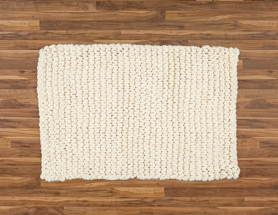 Hand Knitted Chunky Bathmat , Natural cotton yarn | Amelia Jackson