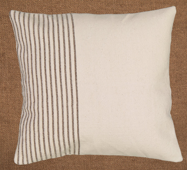Hand woven scatter cushion cover  60 x 60cm - Chocolate Brown stripes