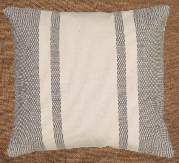 Hand woven scatter cushion cover  60 x 60cm - Provencal stripe Charcoal/Nat
