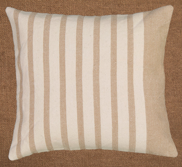 Hand woven scatter cushion cover  60 x 60cm - Radius stripe Stone and natural