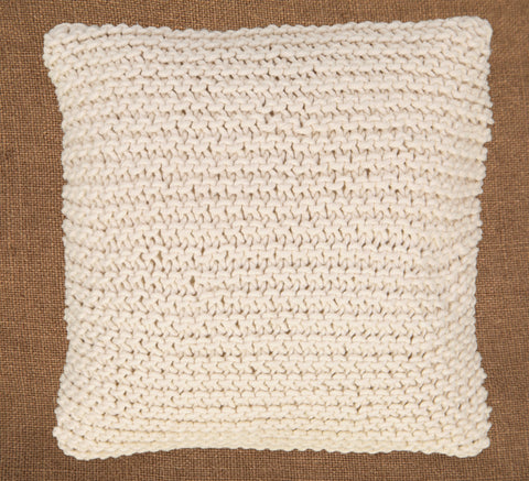 Hand knitted scatter cushion cover  60 x 60cm - Natural knitted cover
