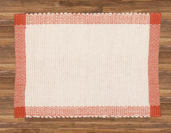 Placemat and Runners in Pebble Weave. Natural with Jute Border.