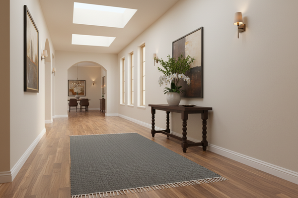 Cotton Dhurrie Twill Charcoal passage runner