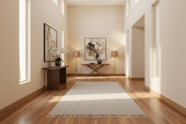 Cotton Dhurrie Twill Light Grey passage runner