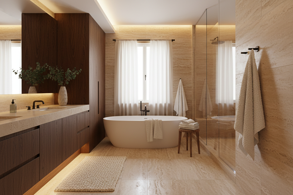 SBM035 chunky knit bath mat in luxury bathroom