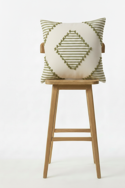SCU017J Jute Diamond pattern cushion cover on bar stool