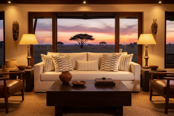 SCU032 Black and SCU019 Brown Ticking in African lodge