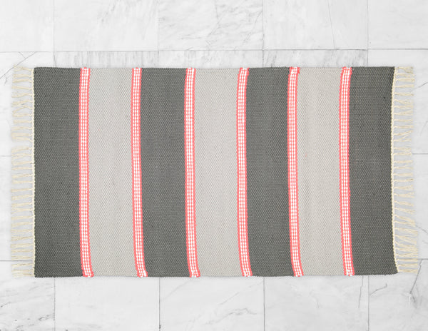 Plush Rug Option 2 Charcoal and Grey with Coral stripes - Amelia Jackson Industries South Africa