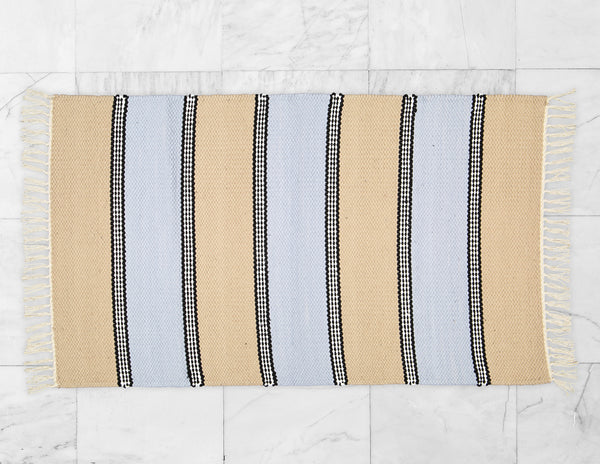 Plush Rug Option 2 HK Blue and Dark Stone with Black Stripes - Amelia Jackson Industries South Africa