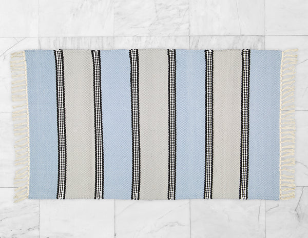 Plush Rug Option 2 HK Blue and Grey with Black Stripes - Amelia Jackson Industries South Africa