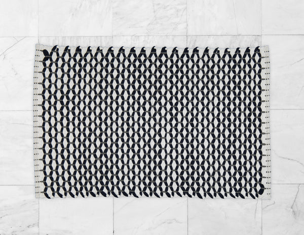 Bathmat Lattice Weave White with a Navy or a Grey "Lattice" - Amelia Jackson Industries South Africa