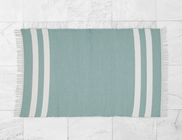 Cotton Dhurrie Duck Egg with 2 White Stripes - Amelia Jackson Industries South Africa