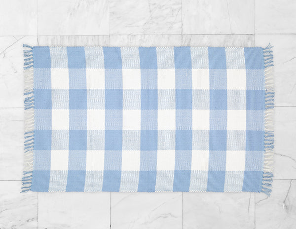 Dhurrie Tabby Sky Blue and White Checks - Amelia Jackson Industries South Africa