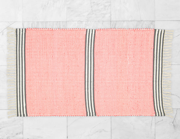 Plush Rug Option 3 Coral and Natural with Black and White Stripes - Amelia Jackson Industries South Africa