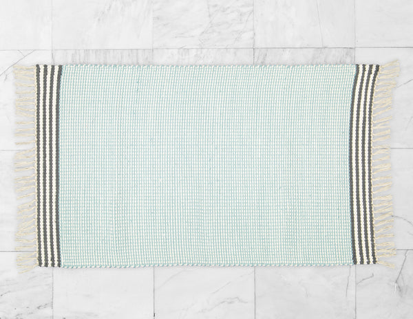 Plush Rug Option 3 Duck Egg with Charcoal Stripes - Amelia Jackson Industries South Africa