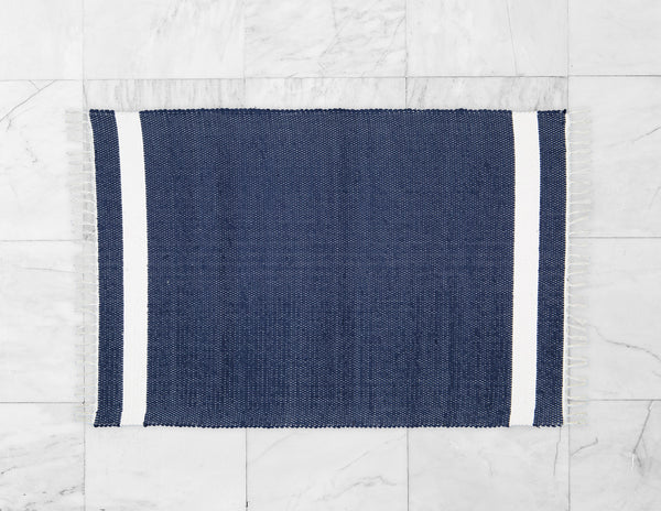 Cotton Dhurrie Tabby in Navy with White Band - Amelia Jackson Industries South Africa