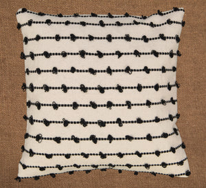 Hand woven scatter cushion cover  60 x 60cm - Black bobbles