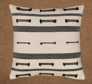 Hand woven scatter cushion cover 60 x 60cm - Boho Pattern Black on Natural