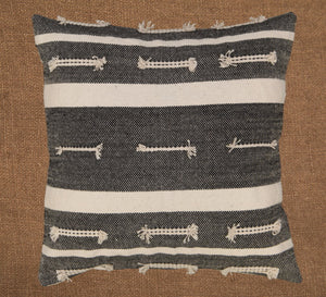 Hand woven scatter cushion cover 60 x 60cm - Boho Pattern Natural on Black