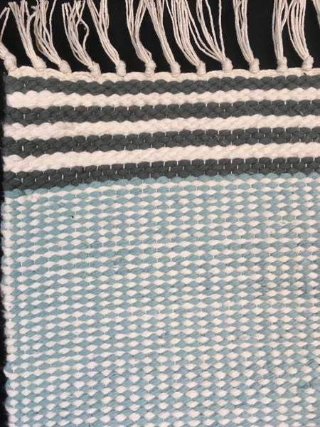 Plush Rug Option 3 Duck Egg with Charcoal Stripes - Amelia Jackson Industries South Africa