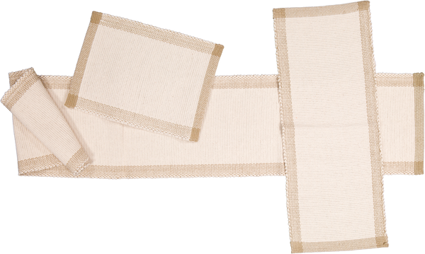 Placemat and Runners in Pebble Weave. Natural with Jute Border. - Amelia Jackson Industries South Africa