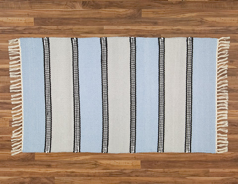 Plush Rug Option 2 HK Blue and Grey with Black Stripes - Amelia Jackson Industries South Africa