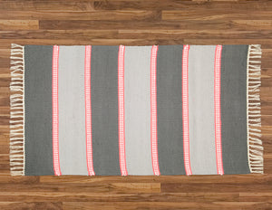 Plush Rug Option 2 Charcoal and Grey with Coral stripes - Amelia Jackson Industries South Africa