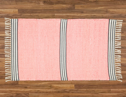 Plush Rug Option 3 Coral and Natural with Black and White Stripes - Amelia Jackson Industries South Africa