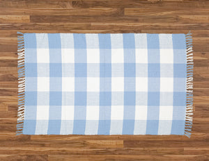 Dhurrie Tabby Sky Blue and White Checks - Amelia Jackson Industries South Africa