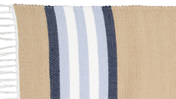 Cotton Dhurrie Dark Stone with Blue Stripes - Amelia Jackson Industries South Africa