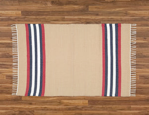 Cotton Dhurrie Dark Stone with Red stripes - Amelia Jackson Industries South Africa