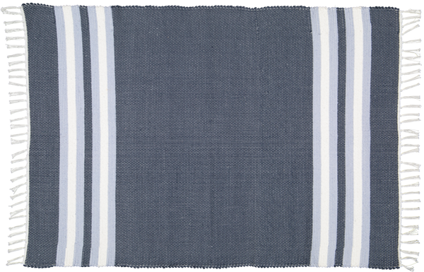 Cotton Dhurrie Navy with Blue and White Stripes - Amelia Jackson Industries South Africa