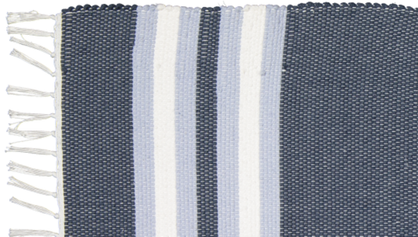 Cotton Dhurrie Navy with Blue and White Stripes - Amelia Jackson Industries South Africa