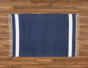 Cotton Dhurrie Tabby in Navy with White Band - Amelia Jackson Industries South Africa