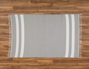 Cotton Dhurrie Grey with 2 White Stripes - Amelia Jackson Industries South Africa