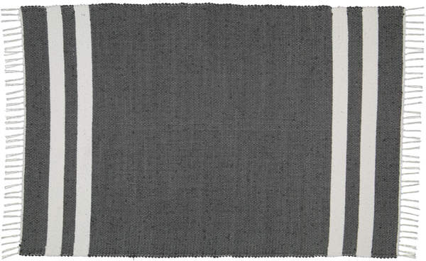 Cotton Dhurrie Charcoal with 2 White Stripes - Amelia Jackson Industries South Africa