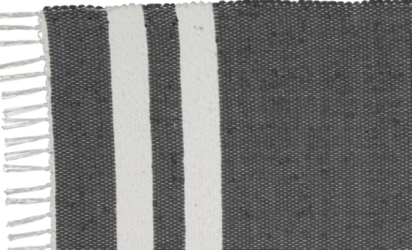 Cotton Dhurrie Charcoal with 2 White Stripes - Amelia Jackson Industries South Africa