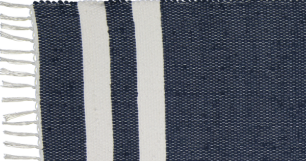 Cotton Dhurrie Navy with 2 White Stripes - Amelia Jackson Industries South Africa