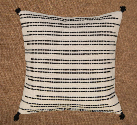 Hand woven scatter cushion cover  60 x 60cm - Stripey with tassels